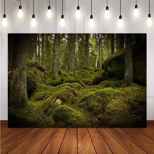 Photography Backdrops Customized Fairy Tale Green Forest Old Trees Grassland Baby Landscape Decor Backdrop Photo Studio Banner