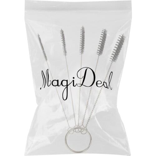 Needle Airbrush Spray Nozzle Tattoo Stainless Steel Cleaning Brush Black 5pc