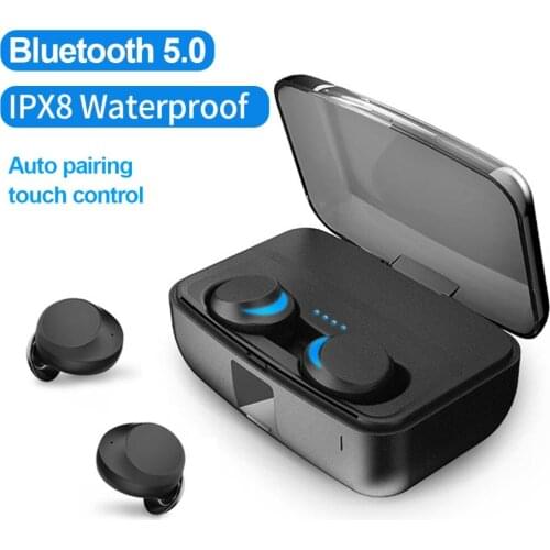 IPX8 Waterproof true wireless earphone TWS bluetooth5.0 Touch Control Headset mini in-ear earbuds Auto Pairing for iPhone Xiaomi