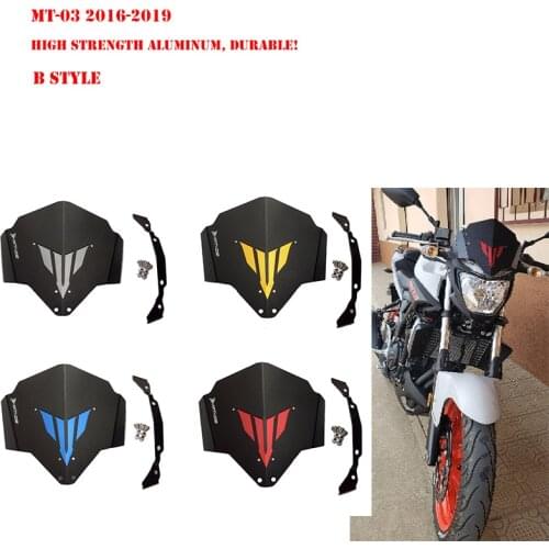 Moto Motorcycle Windshield Windscreen Shield Screen with Mounting Bracket Holder for Yamaha 2016 2017 2018 2019 MT 03 MT-03 MT03