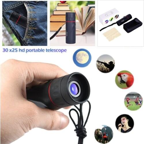 30x25 HD optical monocular night vision waterproof mini portable zoom telescope can be used for hunting travel range