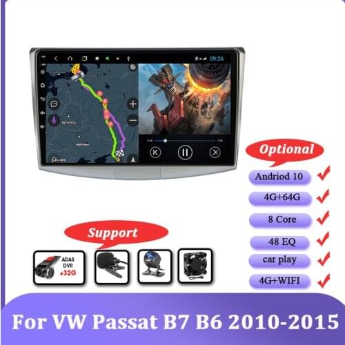 Android 10.0 4G NET+WiFi Multimedia Video Player For VW Volkswagen Passat B7 B6 2010-2015 4G+64G RDS DSP Car Radio Carplay