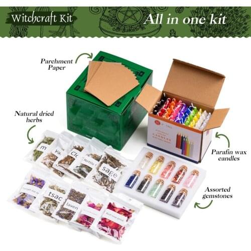 Vanilla Candle Set Witch Toolkit Dried Herbs Prayer Candle Crystal Stone Lovely DIY Witchcraft Supplies Decorate The Living Room