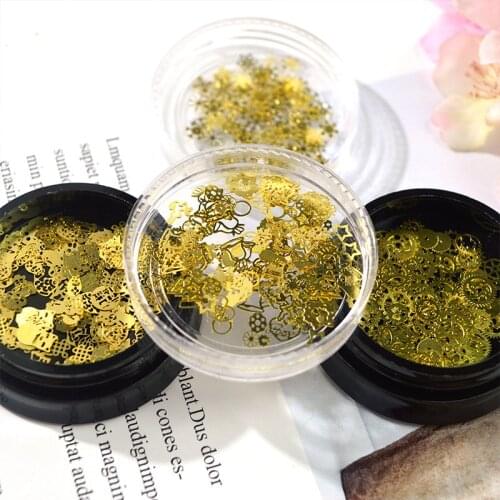 Metal Decals Nail Filler Chrismas New Year Snowflake Gear Patch Nail Art Decoration Accessories