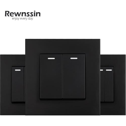 Wall Switch 220V 16A Rocker Switch Light Switch 1/2/3/4 Gang 1/2/3 Way On/Off Home Improveme Socket Black Plastic Panel