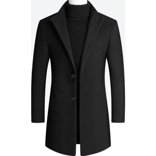 Autumn and winter coat mens new 2019 overcoat slim wool mens medium long woolen windbreaker