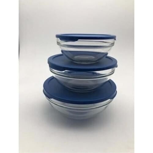 Pasabahce 3'lü Storage Container With Lid Blue 98304