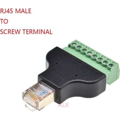 RJ45 Ethernet MALE TO 8 PIN SCREW TERMINAL converter RJ45 plug connector adapter for cctv dvr