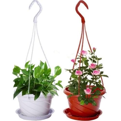 Plastic Hanging Planter Flower Plant Chain Basket Planter Holder Succulent Plants Flower Pots Outdoor Garden Balcony Decoration
