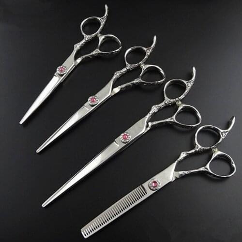 Professional Japan 440c 5.5 & 6 & 7 inch Plum handle hair scissors Thinning shears salon Cutting barber hairdressing scissors