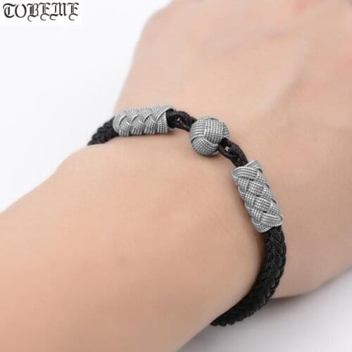 Handcrafted 925 Silver Beads Bracelet Braided Thai Silver Bracelet Unisex Bracelet for Lovers