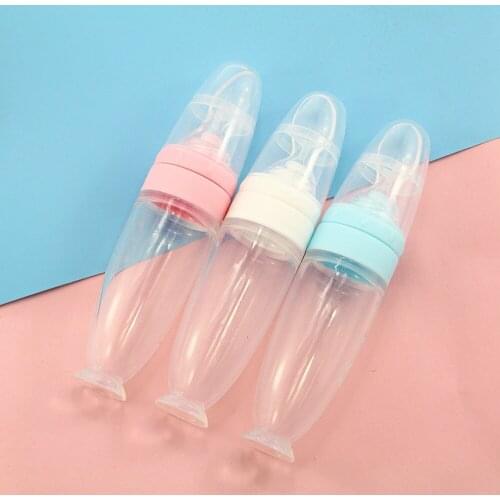 Newborn Children Infant Baby Boy Girl Solid Complementary Feeding Medicine Utensils Silicone Liquid Bottle Spoon