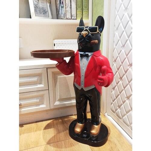 Home Living Room Decoration Cartoon Dog Landing Ornaments Nordic Decor Sofa Side Table Creative Bedside Table Coffee Table Gifts