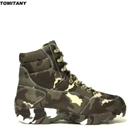 Outdoor Men Military Tactical Boots Waterproof Canvas Camouflage Camping Trekking Boot Climbing Hiking Shoes Man Hiking Sneakers