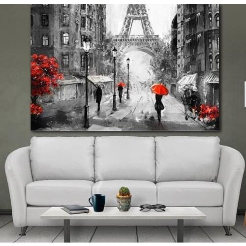 RELIABLE Rain City Street Scenery Paris Landscape Poster Pictures Canvas Painting Wall Art For Living Room Decoration NO FRAME