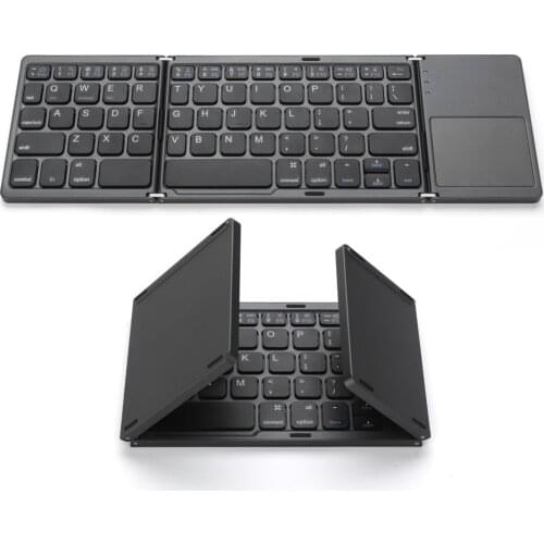 Universal Aluminum Foldable Portable Lightweight Pocket Size Wireless Bluetooth Touchpad Keyboard For iOS Windows Android Device