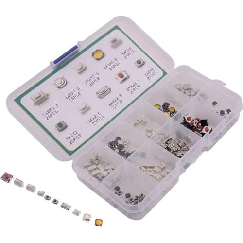 Universal 250Pcs Car 10 Types Tact Tactile Micro Push Button Switches Microswitch Fit For Mini Remote Key Fob