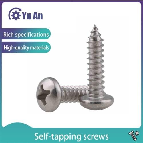 Philips Pan Head Tapping Screw PA 316 Stainless Steel Cross Round Head Self Tapping Wood Screw M2M2.2M2.6M3 GB845 50Pcs