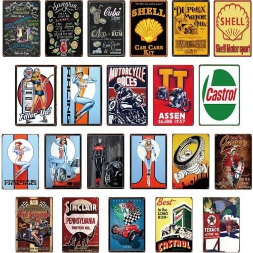 Vintage Motor Oil Signs Metal Tin Signs Home Bar Pub Garage Gas Station Decorative Wall Stickers Art Poster