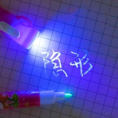 Magic 2 In 1 UV LED Light Ultra Violet Flashlight Marker Drawing Penlight Highlighter Invisible Ink Pen School Office Stationery