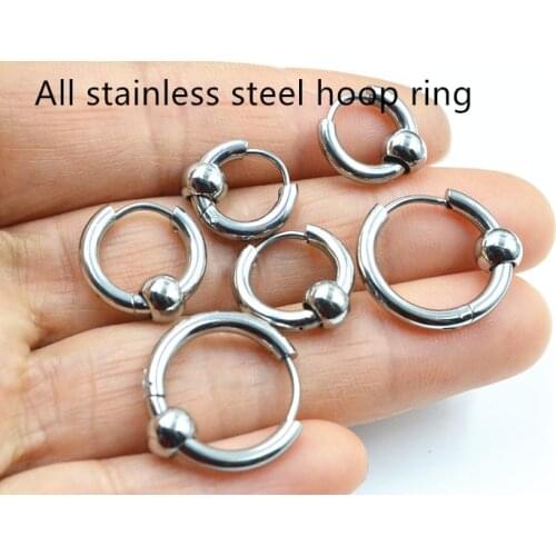 Lot 50pcs Body Jewelry- Stainless Steel Hoop Ring PUNK EMO Circle Earrings Balls Men/Women Ear Stud/Earring