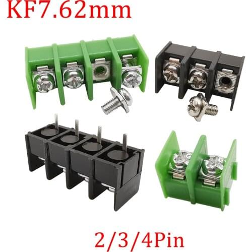 10Pcs KF7.62 mm 2-4 Pin Splice PCB Screw Terminal Block Wire Connector Straight Pin Pitch 7.62mm 2P 3P 4P Screw Terminal Adapter