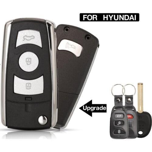 Kutery 10PCS 4 Buttons Modified Flip Folding Remote Car Key Shell Case Replacement For Hyundai Middle slot of end milling blank