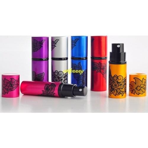 1000pcs/lot 10ML Luxury Printing Flower style Aluminum Perfume bottle Empty Refillable Spray Atomizer Parfum Bottle Container