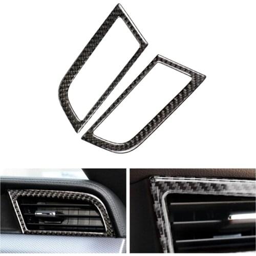 2pcs Car Styling Real Carbon Fiber Side Air Conditioner Air Vent Outlet Decorative Cover Trim For Ford Mustang 2015 2016 2017