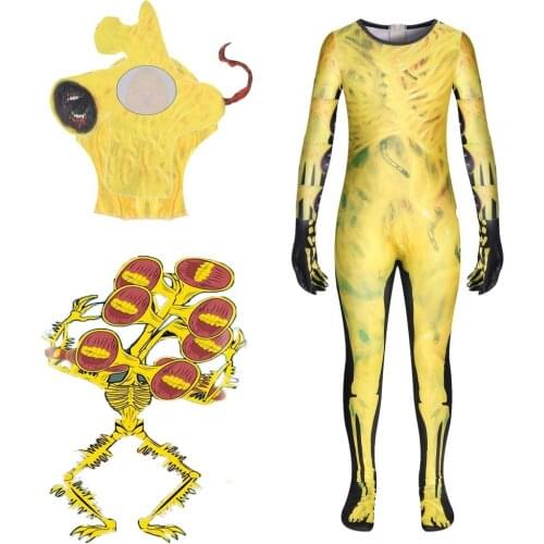 2021 Golden Siren Head Halloween Costume for Kids Cosplay Jumpsuit Children Carnival Performance Siren Head Costume Boys Outfit