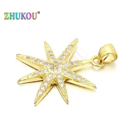 21*23mm High Quality Brass Cubic Zirconia Star Charms Pendants DIY Jewelry Bracelet Necklace Making, Model: VD79