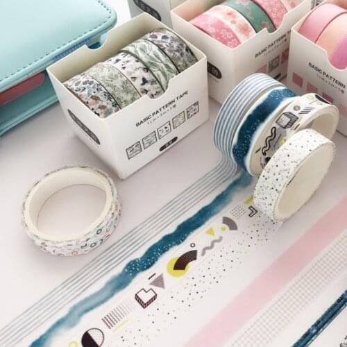 5Rolls/box Paper Washi Tape Set Basic and Practical Decorative Adhesive Cute Stickers for Scrapbooking