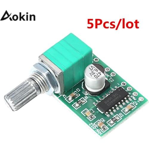 5Pcs/lot DC 5V Audio Amplifier Dual-Channel 3W+3W DC 5V PAM8403 Mini Digital Stereo Amp Board with Potentiometer for Arduino