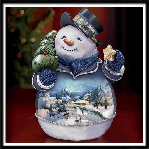 5D DIY Diamond Embroidery Snowman House Puzzle Diamond Painting Cross Stitch Full Drill Rhinestone Mosaic Christmas Home Decor