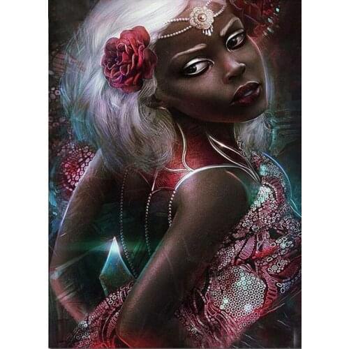 5D Diy Diamond Painting Beauty flower African girl Full Square Round Embroidery Sale Rhinestone Diamond Mosaic StickerZP-3115