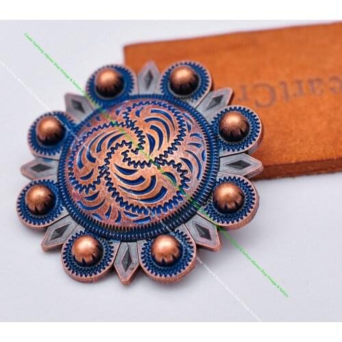 6PC 43MM Western Antique Copper Flower Berry Horse Saddle Tack Bridle Headstall Breast Collar Leathercraft Concho Screwback