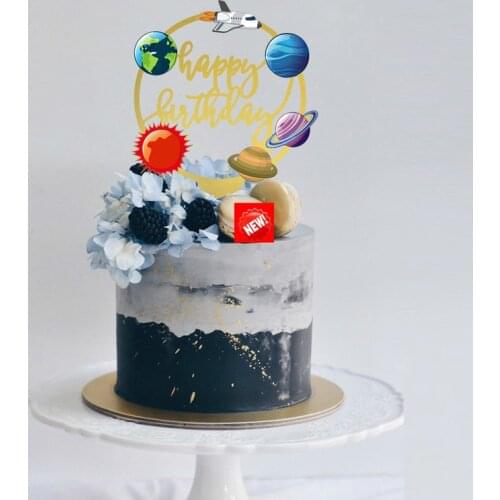 Acrylic Space Cake Cake Decorating Supplies Happy Birthday Cake Topper Boys Birthday Cake Toppers Party Decoration Party Favors