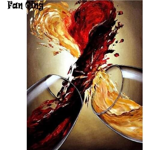 5D DIY Diamond Painting Wine glasses of red and white wine Diamond Mosaic Cross stitch Square/round diamond Home Decor Picture