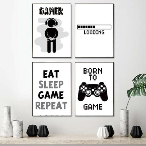 Frameless Canvas Painting Gamepad Decoration Triptych Core Living Room Sofa Background Frameless Painting Hanging Picture