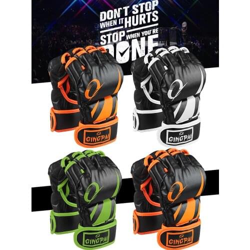 Boxing Gloves MMA Gloves Muay Thai Training Semi Finger Gloves MMA Boxer Fight Boxing Equipment Half Mitts PU Leather Black/Red