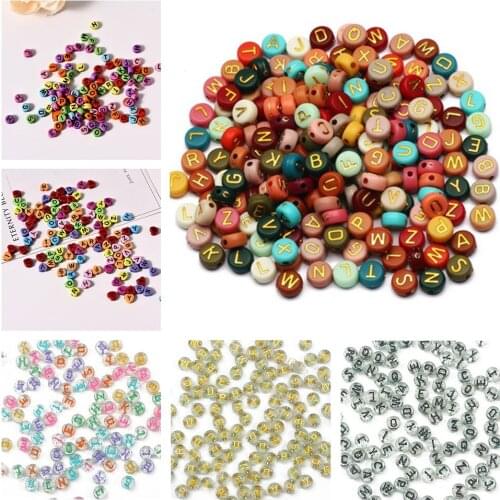 Mixed Letter Acrylic Beads Flat Round Alphabet Digital Cube Loose Spacer Beads For Jewelry Making Handmade Diy Bracelet Necklace