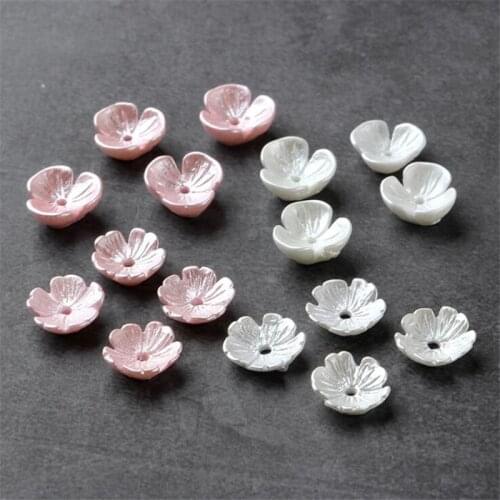 50pcs/lot new creative ABS resin flower beads for diy hair clip jewelry making accessories material imitation shell loose beads