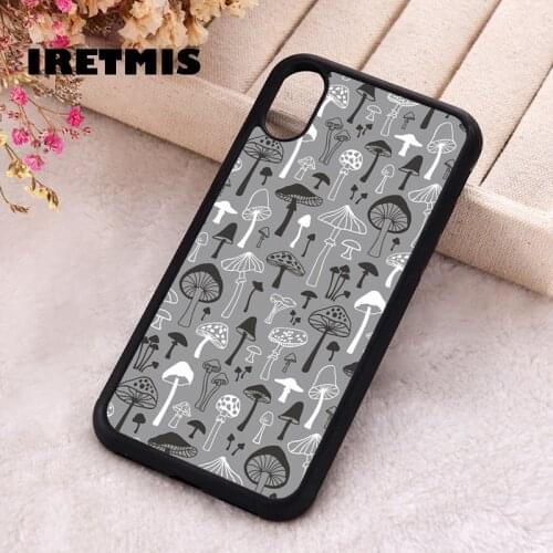 Iretmis 5 5S SE 2020 Phone Cover Case for iPhone 6 6S 7 8 Plus X Xs XR 11 12 Mini Pro Max Rubber Silicone Mushrooms In Grey