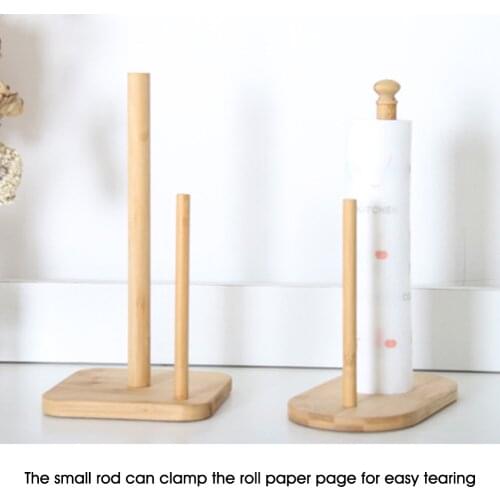 Paper Towel Holder Bamboo Vertical Tissue Holder Roll Paper Storage Home Kitchen Bathroom Organizer Tools 3 Sizes