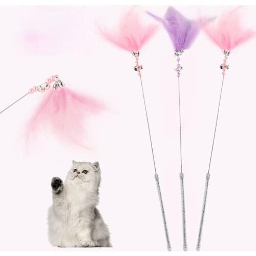 Pet Cat Teasing Stick Pompom Feather Accessories Funny Kitten Interactive Toys For Household Animals Cats Entertainment