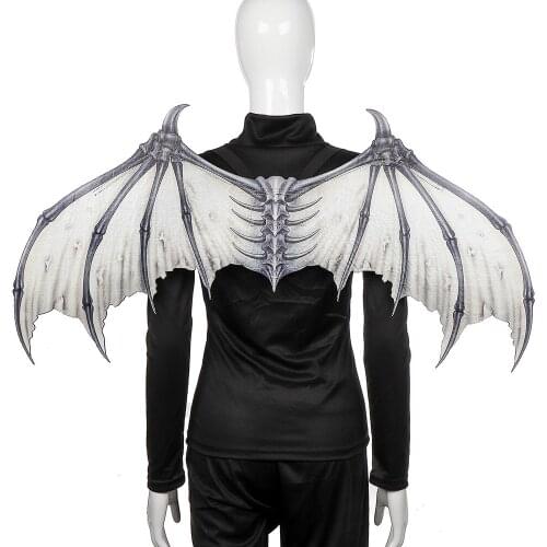 Festival Halloween Carnival Ball Cosplay Theme Performance Prom Creative Foldable Black White Non-woven Fabric Devil Bone Wings