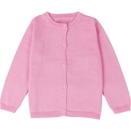Baby Girl Cotton Cardigans Long Sleeve Kids Button Sweater Girls Crew Neck Cardigan Sweaters