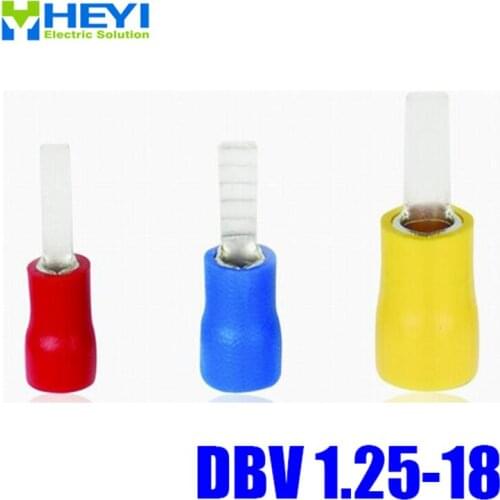 Good Quality 100pcs/lot DBV1.25-18 Red AWG22-16 Copper Insulating Crimp Terminals Connectors Blade Terminal