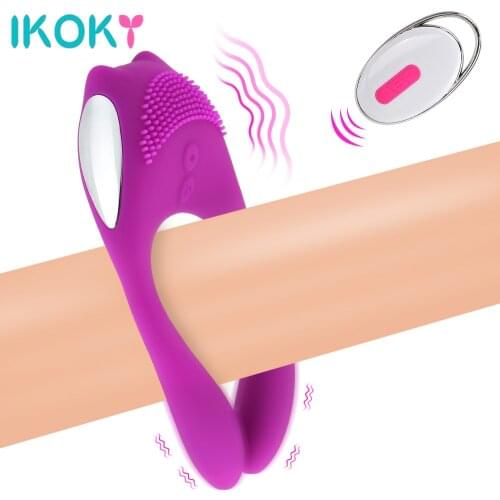 IKOKY 12 Speed Dual Vibrating Penis Ring Sex Toys For Couples Adult Products Cock Ring Men Masturbator Erotic Delay Ejaculation