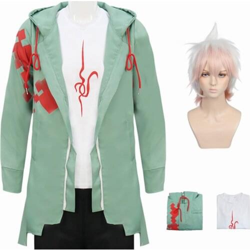 Army Green Color Men Hoodies Anime Super Danganronpa 2 Nagito Komaeda Cosplay Costume